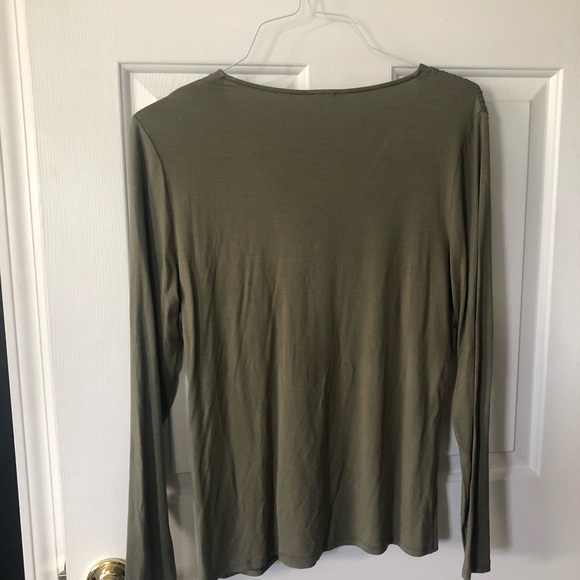 Cremieux sage green top with detailed bodice - Picture 3 of 3